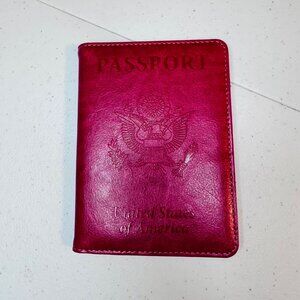 Passport Holder Cover Travel Passport Wallet Rose Red Dark Pink